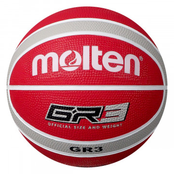 BGR Rubber Basketball - Colour Red/Silver - Ball Size Option Size 3